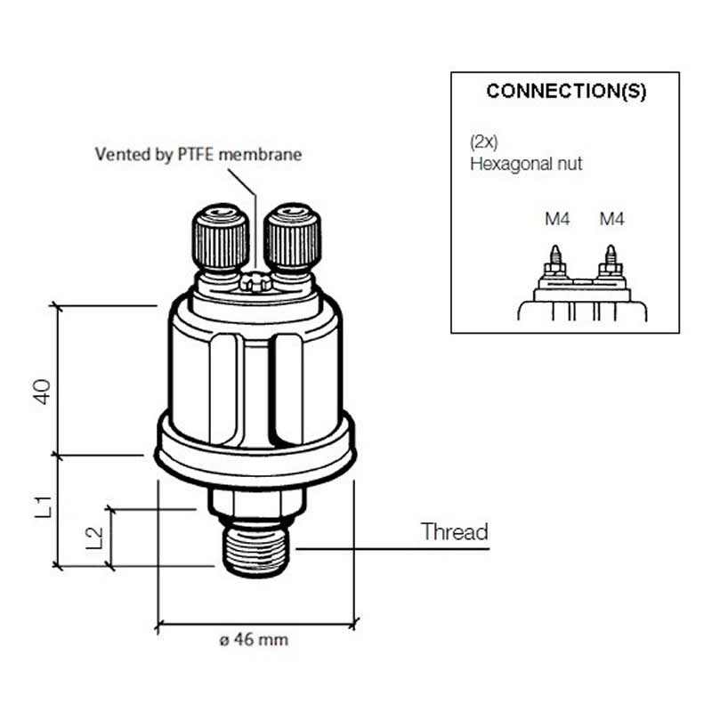 VDO Dual Station Pressure sender 0-28 Bar